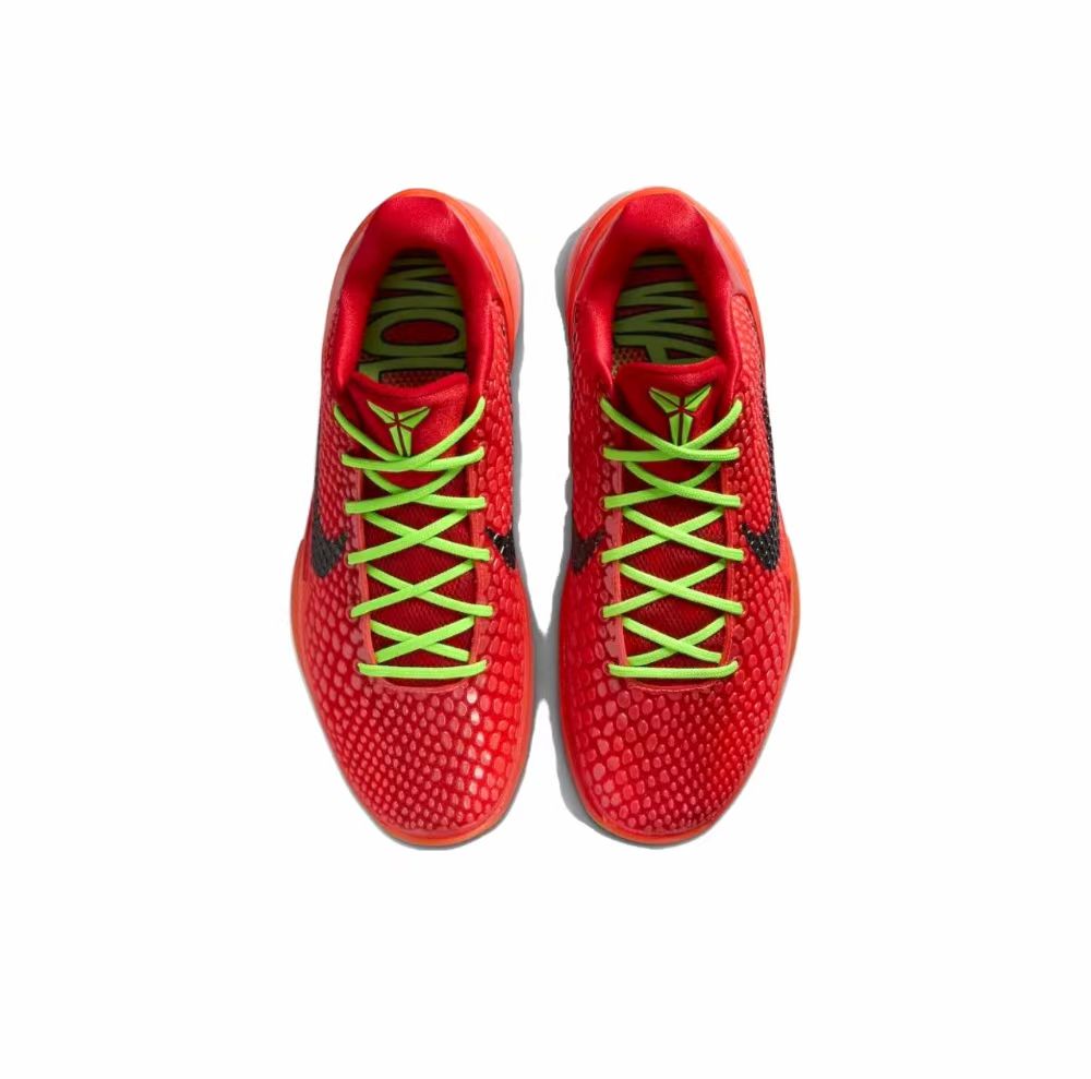 Nike Kobe 6 Protro "Reverse" Reverse Green Hornet Shock Absorbing Slip Resistant Low Top Basketball Shoes Red Unisex