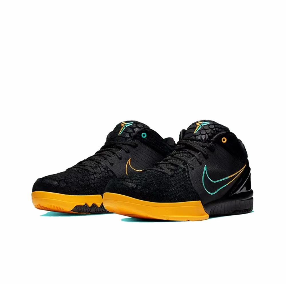 Nike Zoom Kobe 4 abrasion-resistant anti-skid low-top practical basketball shoes men's black and yellow