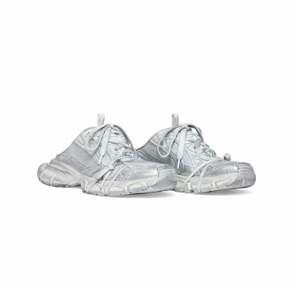 Balenciaga 3XL White Mesh and Polyurethane Mule Shoes Unisex
