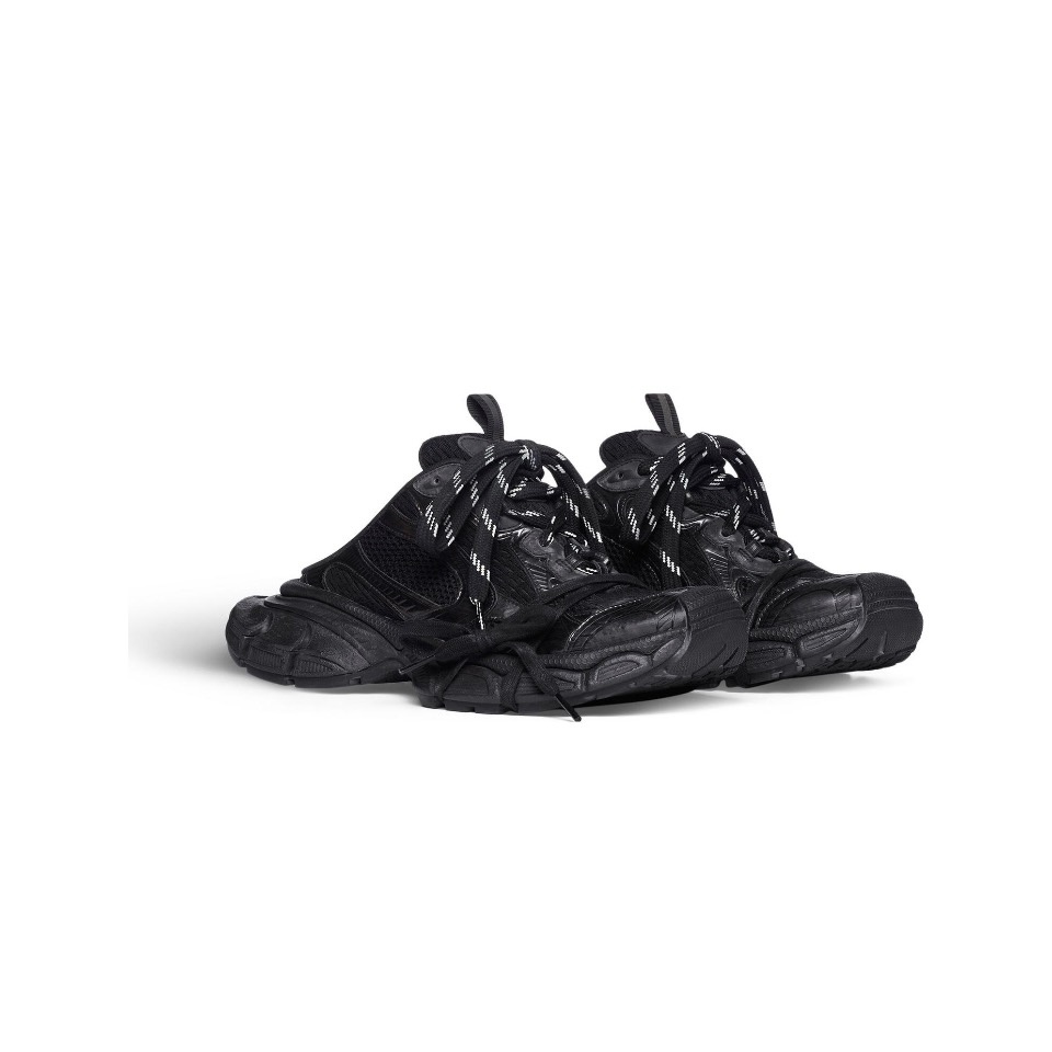 Balenciaga 3XL Black Mesh and Polyurethane Mule Shoes Unisex