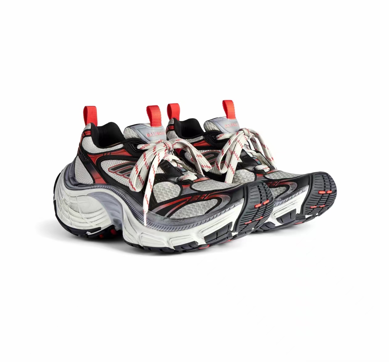 Balenciaga 10XL men's Grey, white and red mesh sneakers 