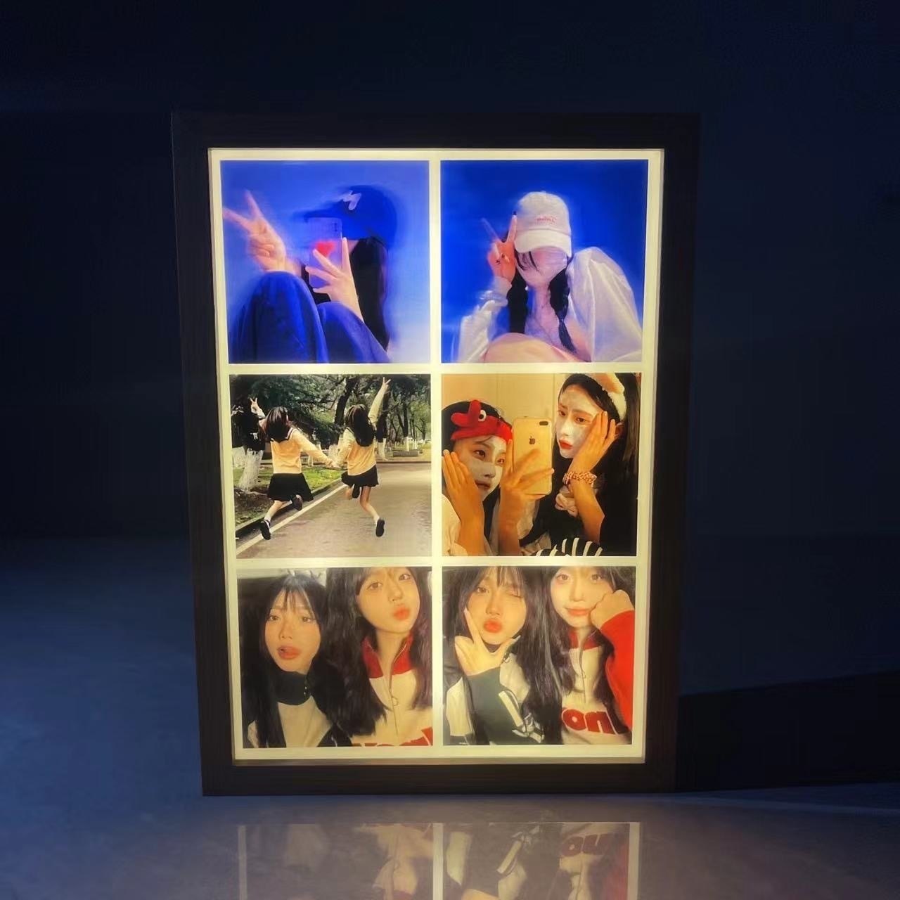 父の日のプレゼントカスタム Diy ナイトライトカップルフォトフレーム友人誕生日ギフトミラーライト鏡ライト 写真が映る鏡 オーダーメイド鏡