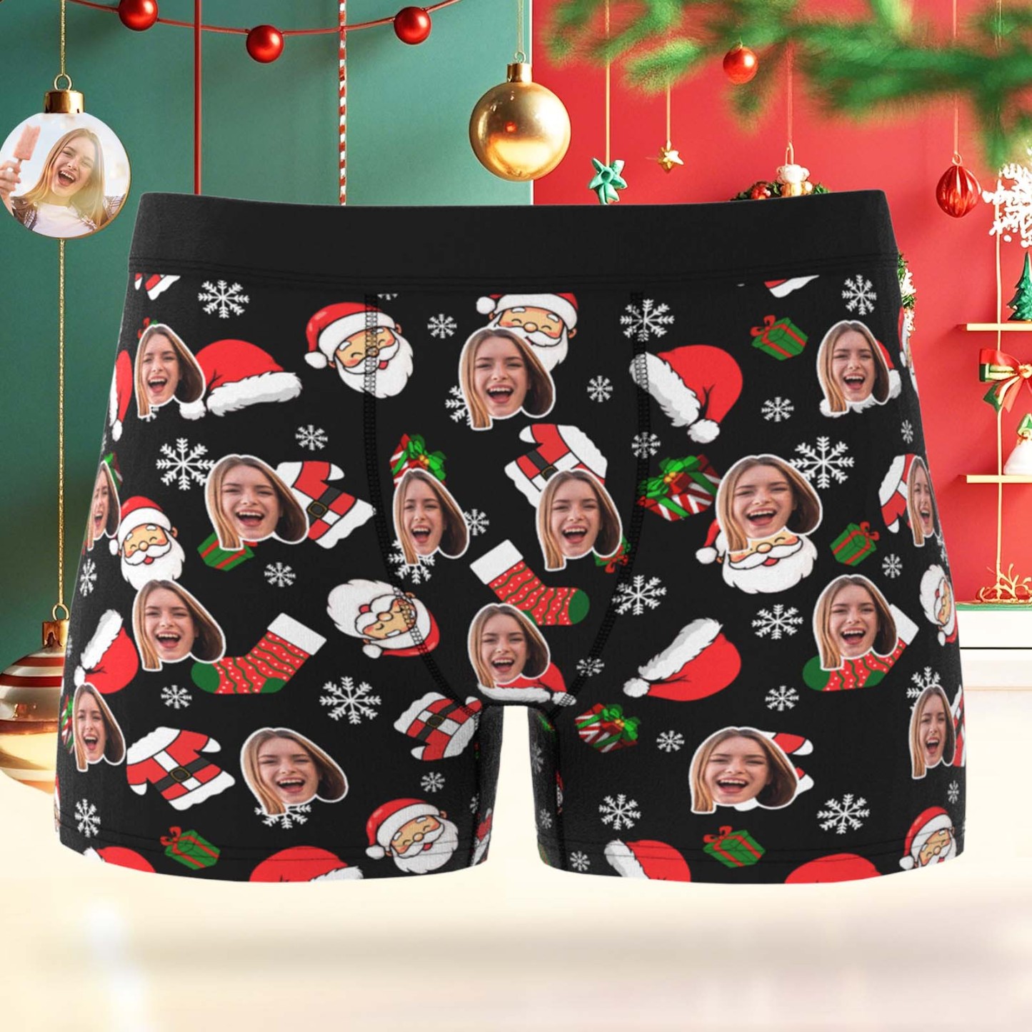 カスタムボクサーブリーフ パーソナライズされたメンズボクサー 彼氏へのカスタムクリスマスギフト - 