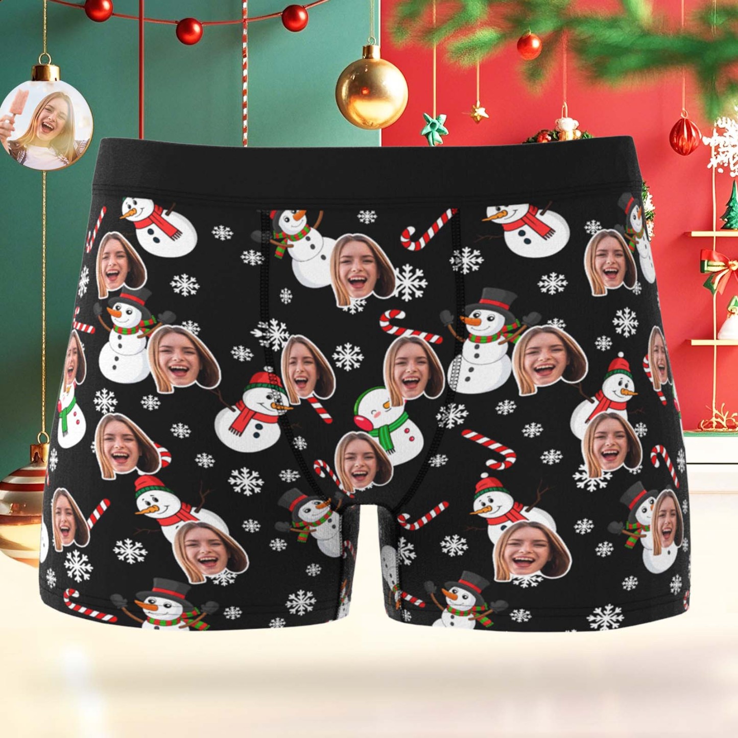 カスタムサンタボクサーショーツ パーソナライズされたクリスマス下着 カスタムクリスマスパンティーギフト - 