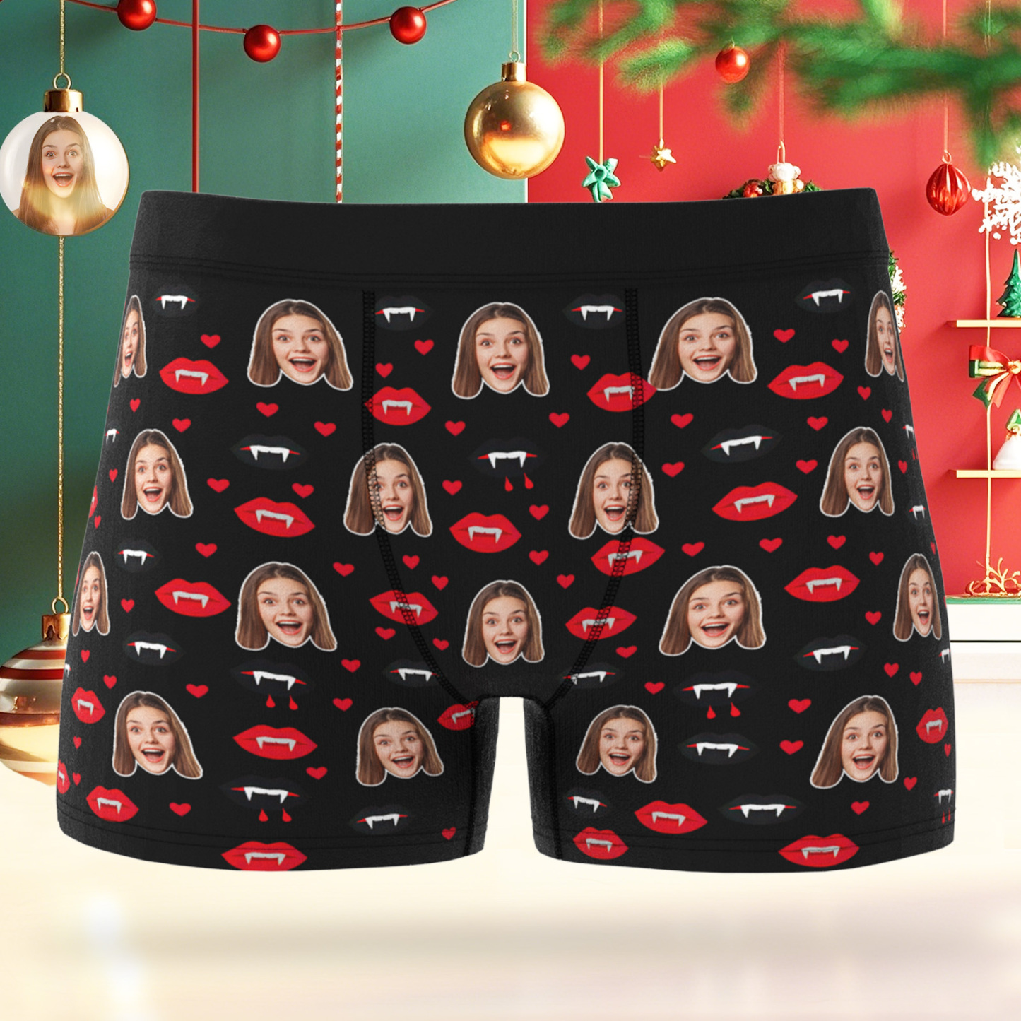 パーソナライズされたヴァンパイアの下着 パーソナライズされたヴァンパイアのボクサーブリーフ カスタム写真の下着 彼氏へのギフト - 