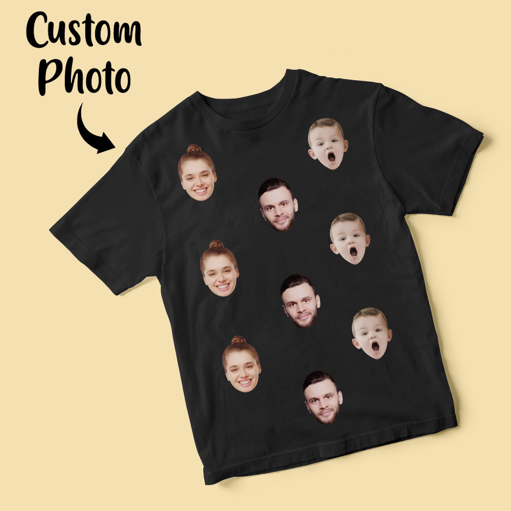 パーソナライズされたフェイスシャツ カップル向けのカスタムフェイスtシャツ 記念日のパーソナライズギフト - 