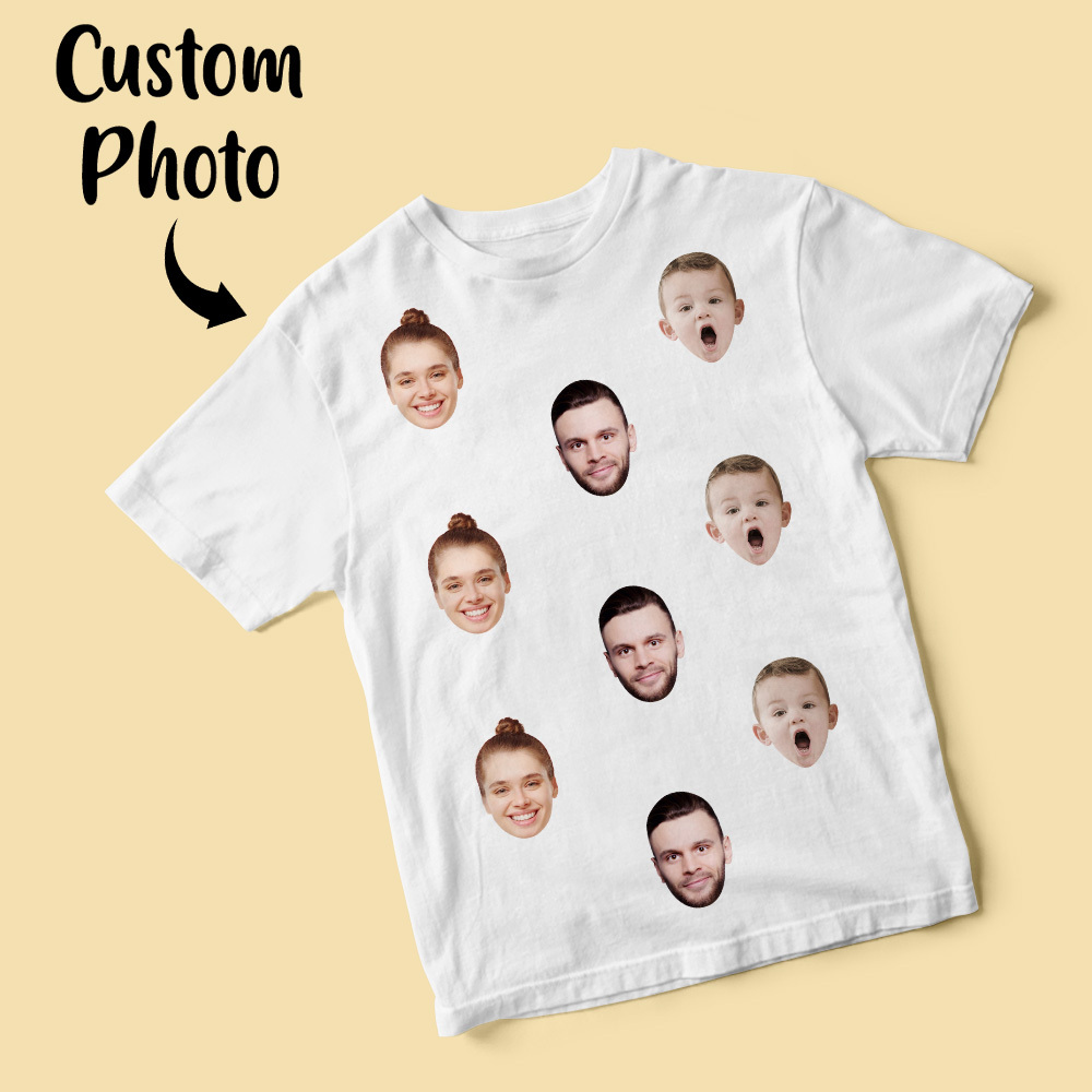 パーソナライズされたフェイスシャツ カップル向けのカスタムフェイスtシャツ 記念日のパーソナライズギフト - 