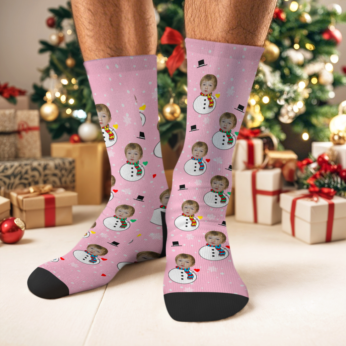 カスタムフォトクリスマスストッキング,パーソナライズされたクリスマスソックス,子供向けのパーソナライズされたクリスマスギフト - 