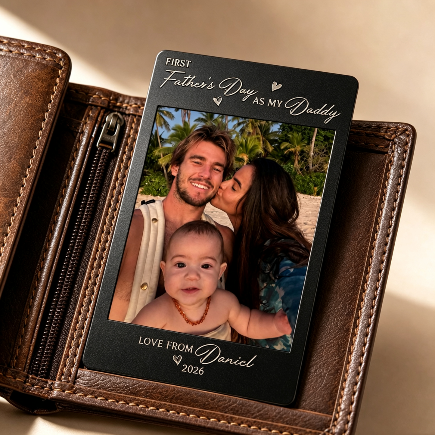 Personalized Photo Wallet Insert Card, Custom Metal Gift for New Dad