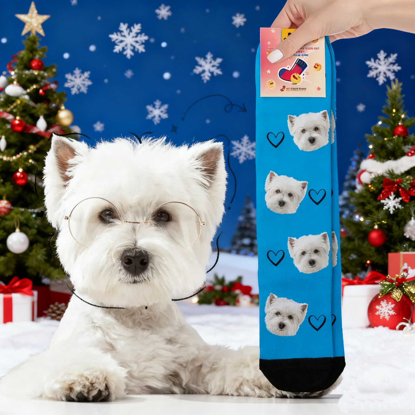 Christmas Gift Custom Face Socks Add Pictures Cute Dog Photos Sock Gift for Pet Lover Christmas