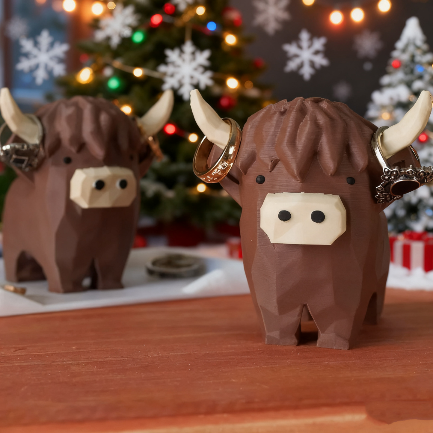 Highland Cow Ring Holder Highland Cow Decor Gift Ring Dish Unique Cute Ring Holder for Ring Display - 3D printed plastic