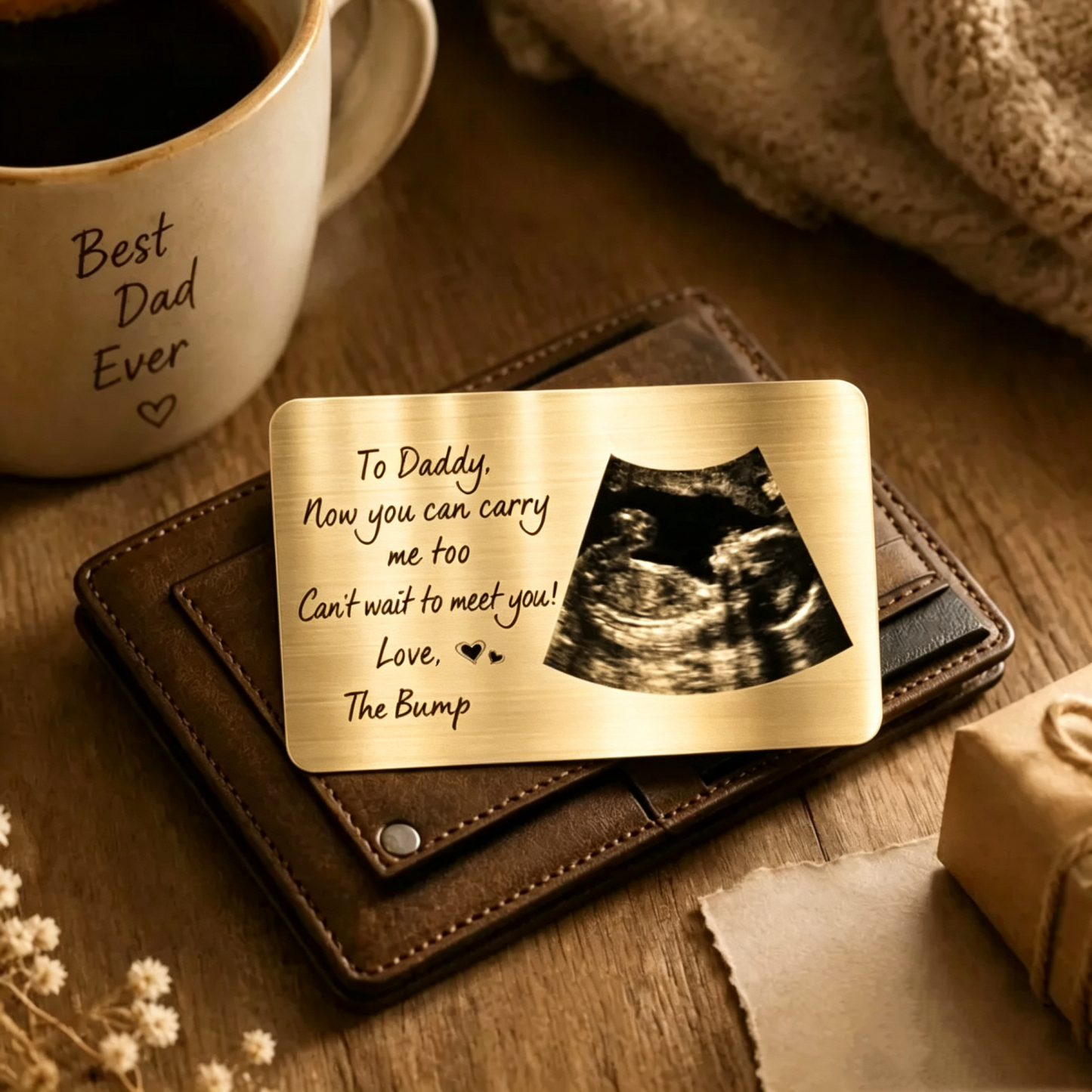 Personalised Daddy Wallet Card with Photo "Now You Can Carry Me Too" Metal Wallet Insert Father's Day Gift