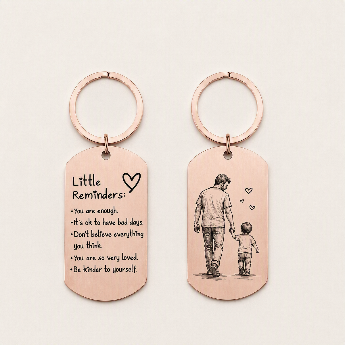 Personalized Photo Inspirational Little Reminders Keychain – Custom Engraved Stainless Steel Dog Tag with Photo Sketch | Meaningful Gift for Friends & Family - MyFaceSocksAU