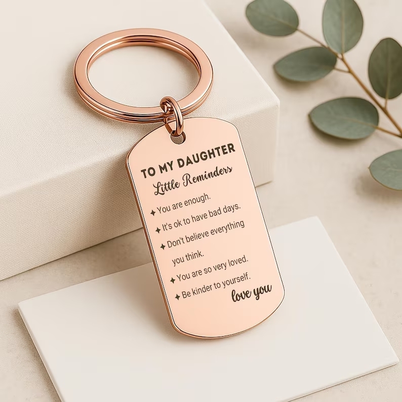 Daily Reminders Custom Engraved Keyring,To My Son or Daughter, Motivational Quote Keychain, Inspirational Keepsak Gift - MyFaceSocksAU