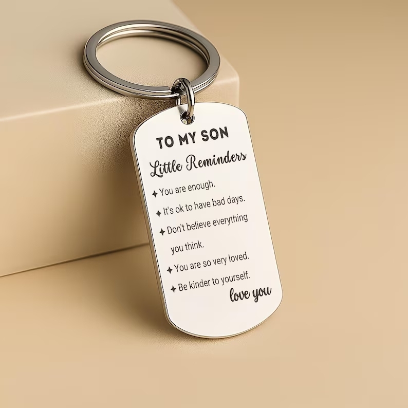 Daily Reminders Custom Engraved Keyring,To My Son or Daughter, Motivational Quote Keychain, Inspirational Keepsak Gift - MyFaceSocksAU