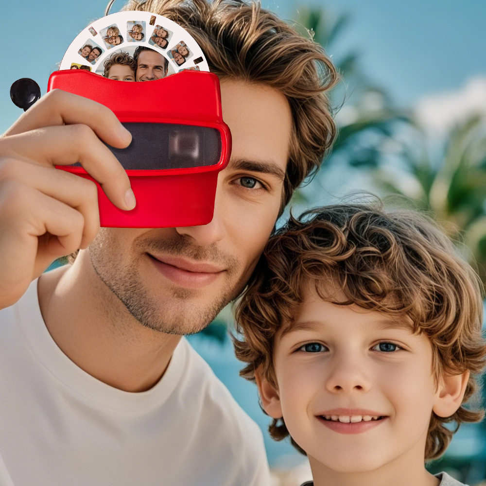 Custom 3D Viewfinder and Reel Personalized Fathers Gifts Text and Photo Viewer with Your Own Photos - MyFaceSocksAU