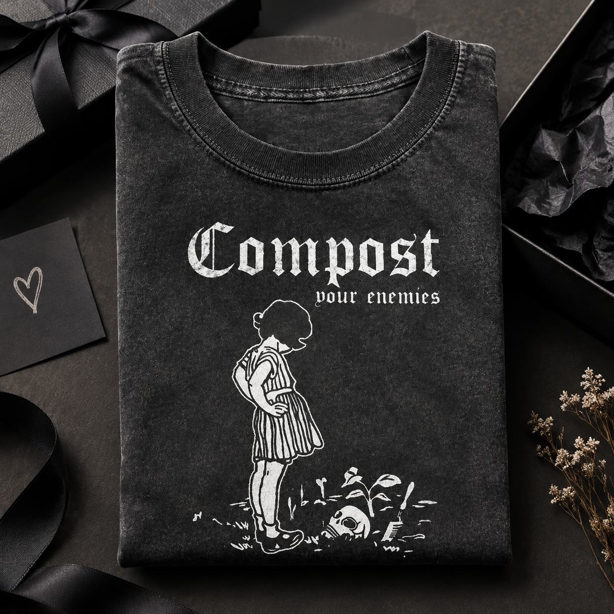 Compost Your Enemies T-Shirt – Funny Gardening Graphic Tee, Dark Humor Plant Lover Shirt, Sarcastic Nature-Inspired Gift for Gardeners - MyFaceSocksAU