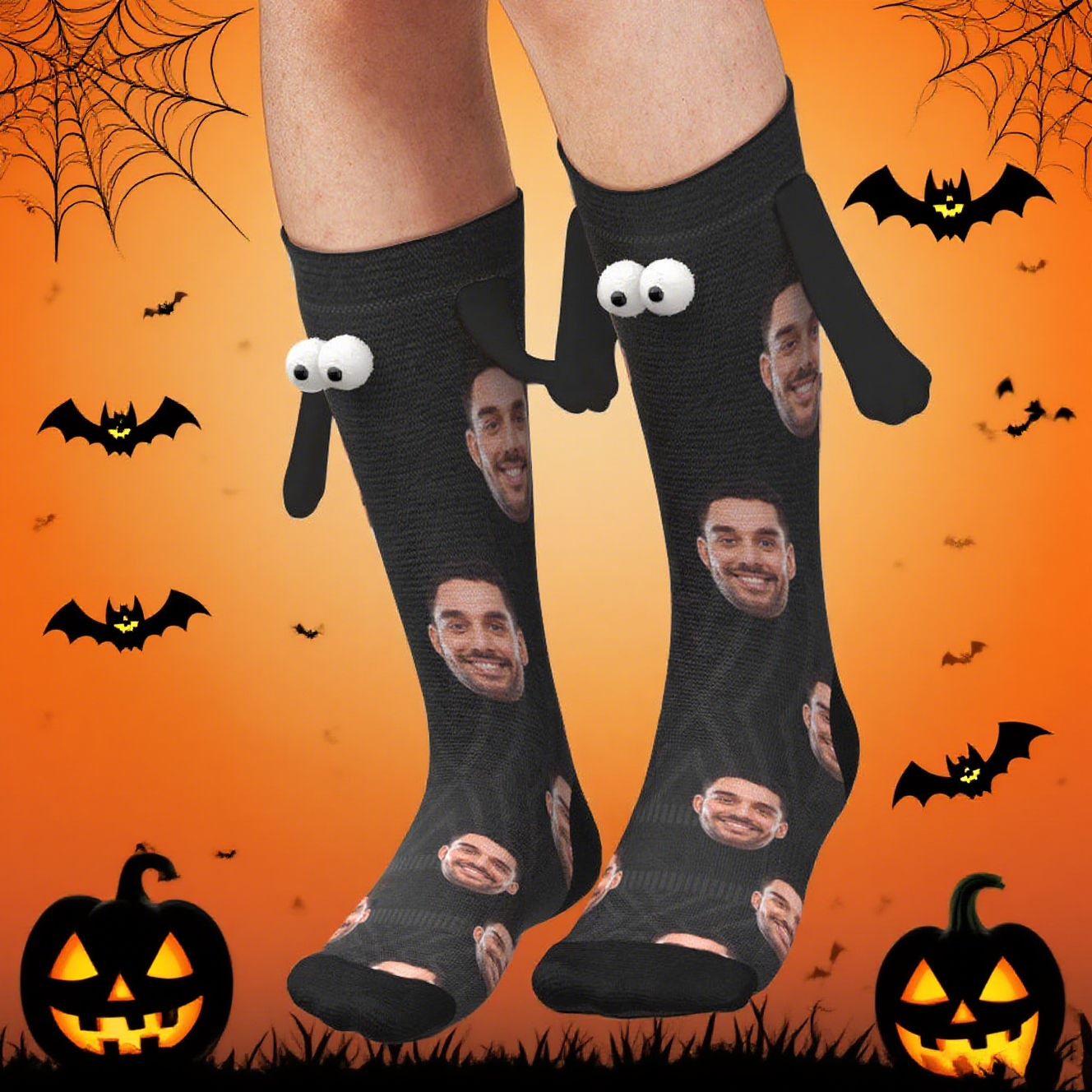 Custom Face Socks Magnetic Holding Hands Suction Funny Holding Hands Socks Lovely Socks for Couple Halloween Gift - MyFaceSocksAU