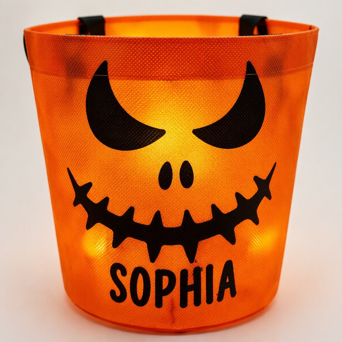Custom LED Light Bucket Bag - Personalized Halloween Birthday Gifts For Kids - Little Boo Energy Glow Treat Bag for Kids & Trick-or-Treating - MyFaceSocksAU