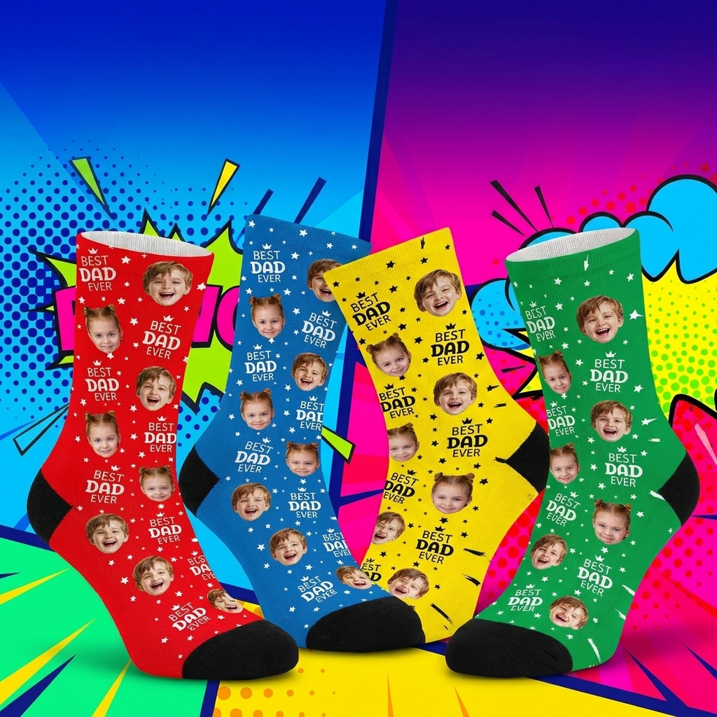 Custom Face Socks Personalized Photo Socks for Dad Fathers Day Gift