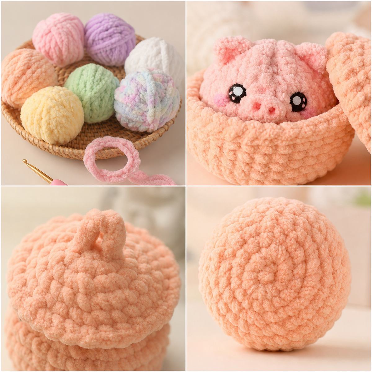 Handmade Crochet DIY Kit – Adorable Dumpling & Pig Steamer Set for Beginners, Soft Yarn Craft Project - MyFaceSocksAU