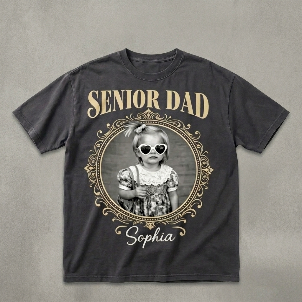 Custom Vintage Photo And Year Senior - Personalized Shirt Mother's Day Gift For Mom Father's Day Gift For DAD - MyFaceSocksAU