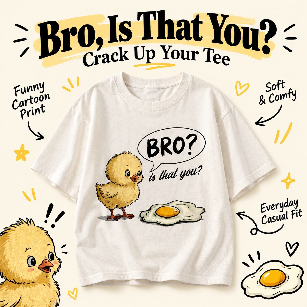 Funny Chick and Egg T-Shirt – Cute Chicken Graphic Tee, Humorous Farm Animal Shirt, Casual Gift for Chicken Lovers, Men and Women - MyFaceSocksAU