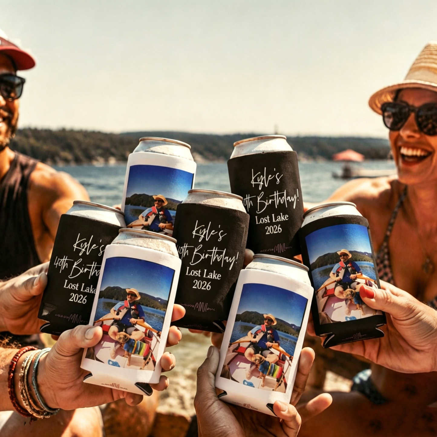 Custom Photo & Text Can Cooler – Personalized Neoprene Beer Sleeve for Birthday, Wedding, Graduation & Party Favors - MyFaceSocksAU