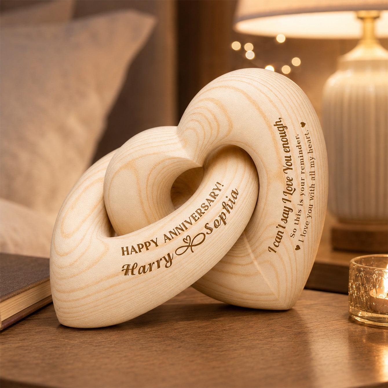 I Can't Say I Love You Enough - Personalized Wooden Heart Sculpture - Romantic Gift For Couple, Husband, Wife, Boyfriend, Girlfriend - MyFaceSocksAU