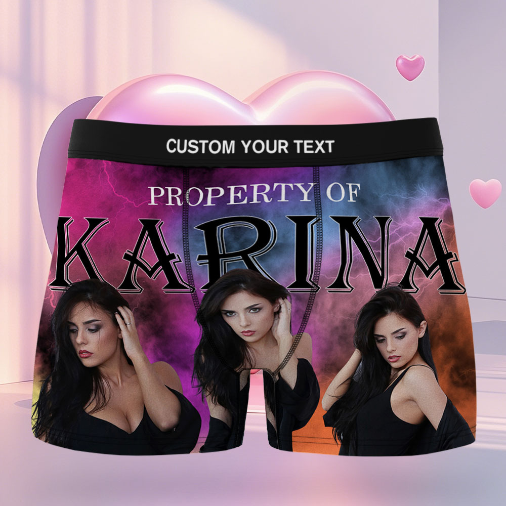 Custom Mens Vintage Photo Boxer Personalized Belt Color Face Boxers Valentines Day Underwear - MyFaceSocksAU