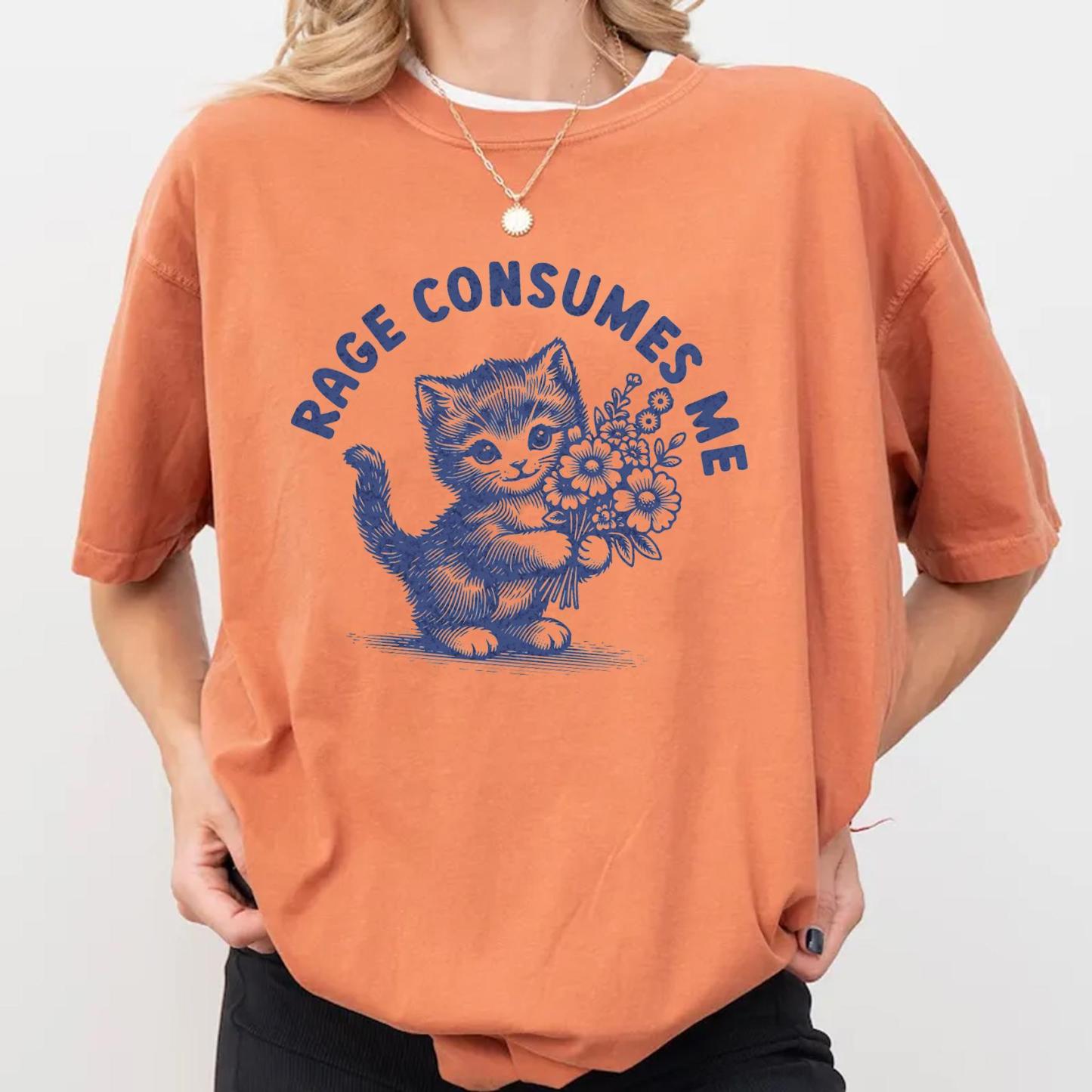 Rage Consumes Me Cat T-Shirt – Funny Gift for Cat Lovers on Birthday, Christmas or Galentine's Day - MyFaceSocksAU