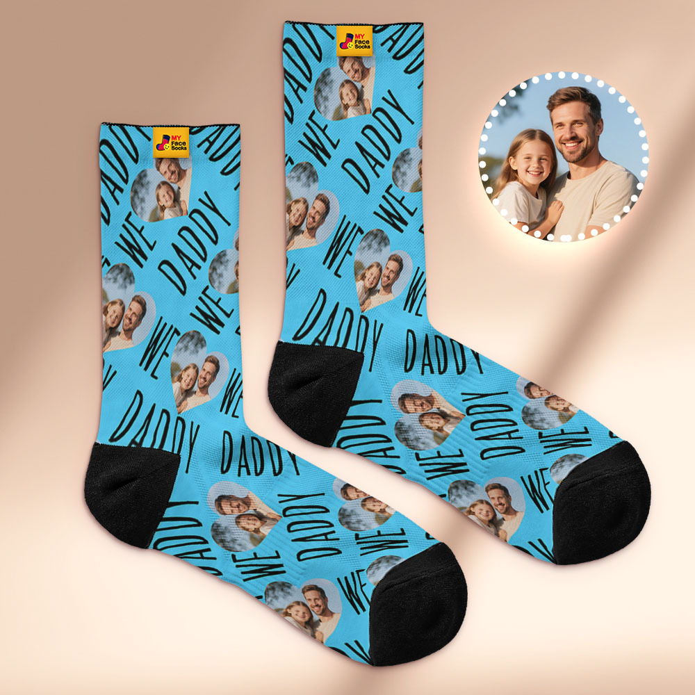 Custom Face Socks We Love Daddy  Face Socks Photo Print Socks Colorful Dad Socks Personalized Fathers Day Gift - MyFaceSocksAU
