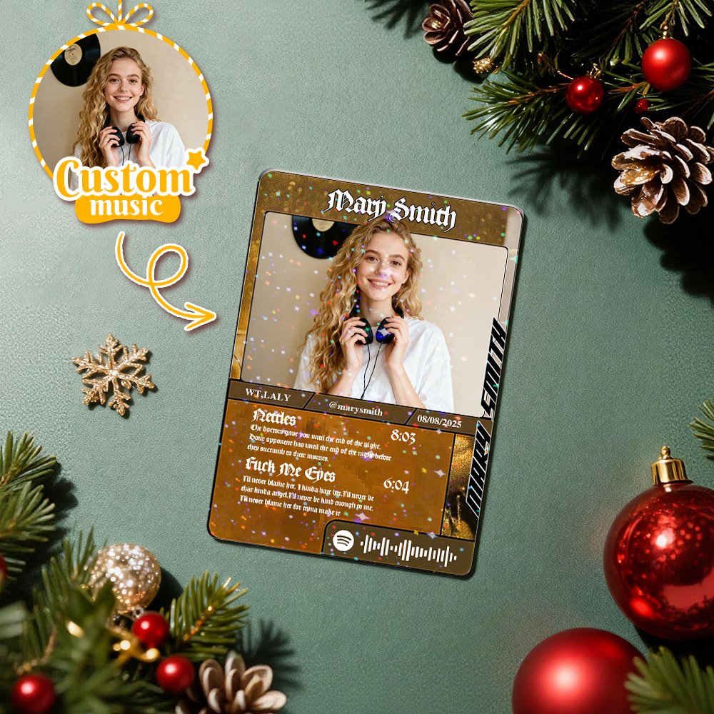 Personalized Music Trading Card for Couples Custom Acrylic Valentine Card Gift Idea Chrismtas Card Gift - MyFaceSocksAU