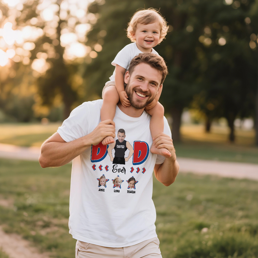 Personalized Muscle Dad Shirt Father's Day Shirt Custom Photo Tshirt Gift Happy Fathers Day Gift - MyFaceSocksAU