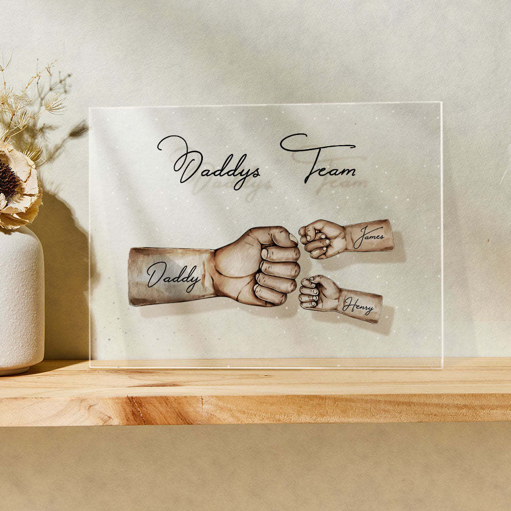 Custom Plaque Personalized Daddy's Team Fist Bump Father's Day Gifts