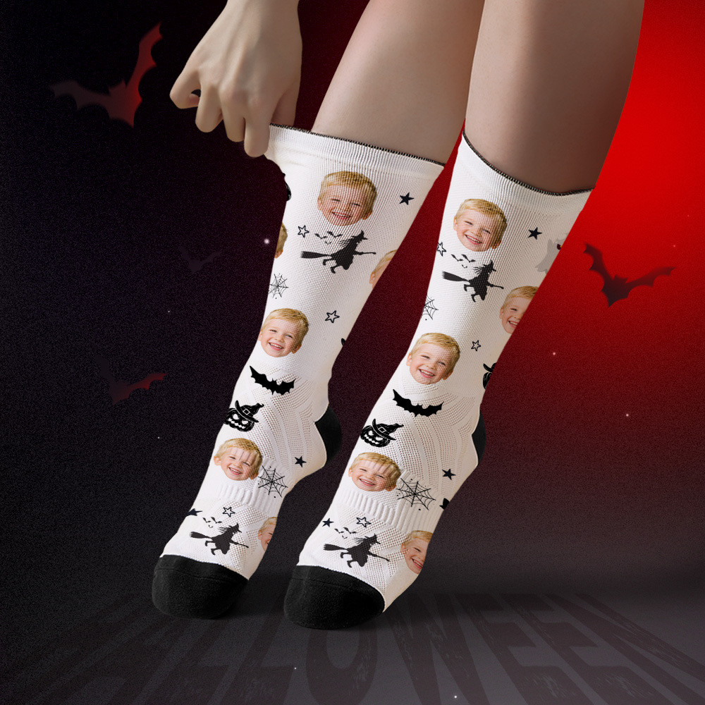 Custom Spooky Socks Personalized Halloween Face Socks for Friends & Family - MyFaceSocksAU