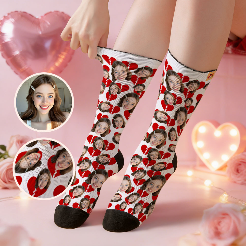 Personalized Red Lips Face Socks Valentine Themed Socks Custom Face Socks Couple Gift - MyFaceSocksAU