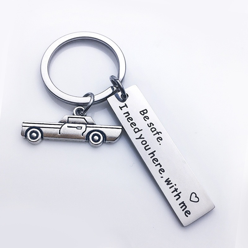 Drive Safe Keychain for Him – Stainless Steel "Drive Safe Handsome, I Love You" Keyring Gift for Boyfriend Husband Dad - MyFaceSocksAU