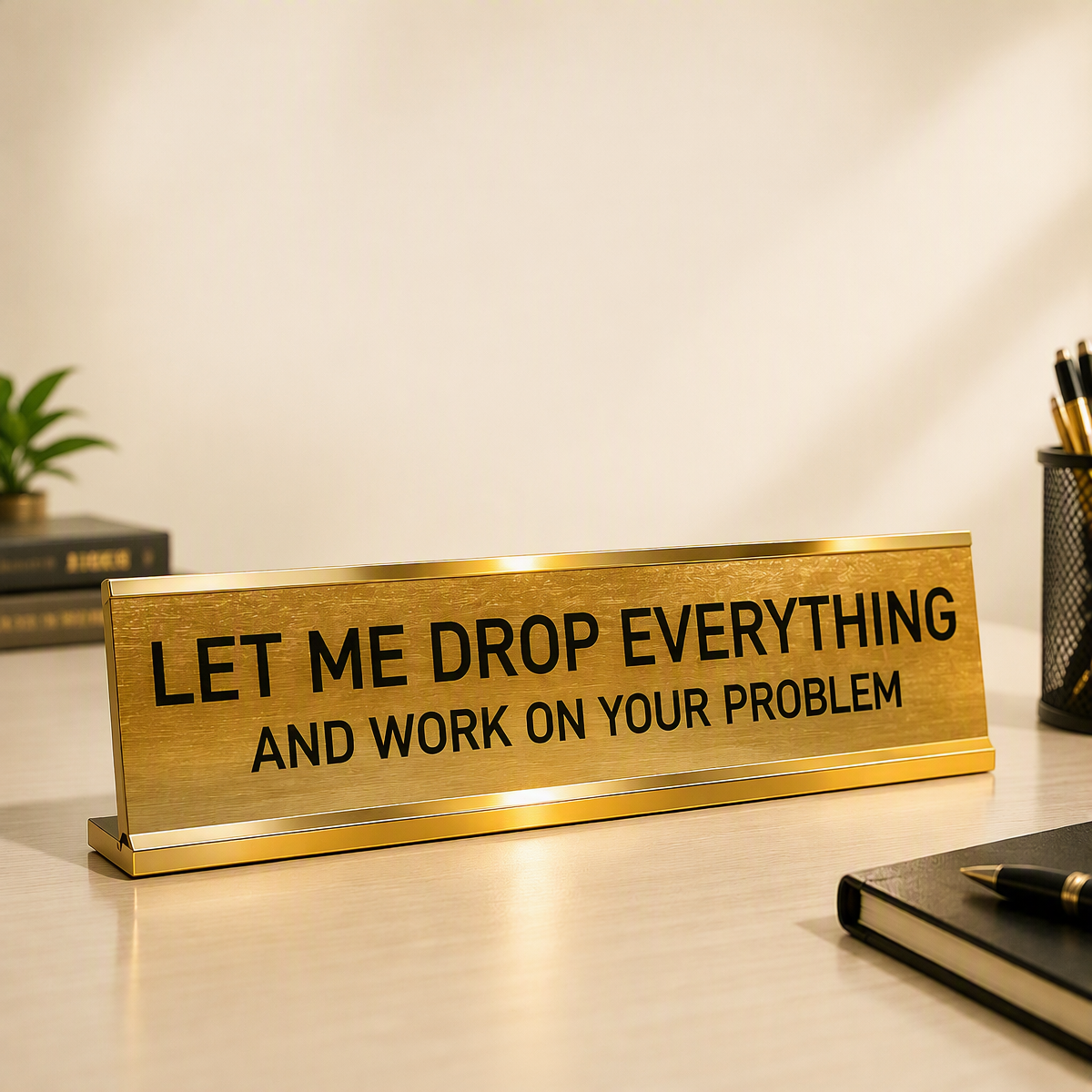 Let Me Drop Everything and Work On Your Problem -funny office decor sign, funny office desk accessory, desk signs for work