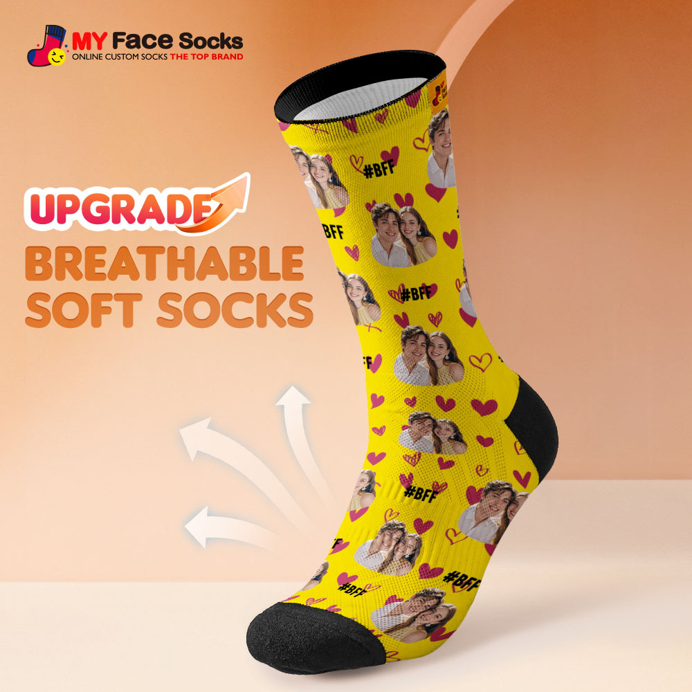 Custom Face Socks #BFF Add Multiple Photos Gift for Besties Personalized Face Socks - MyFaceSocksAU