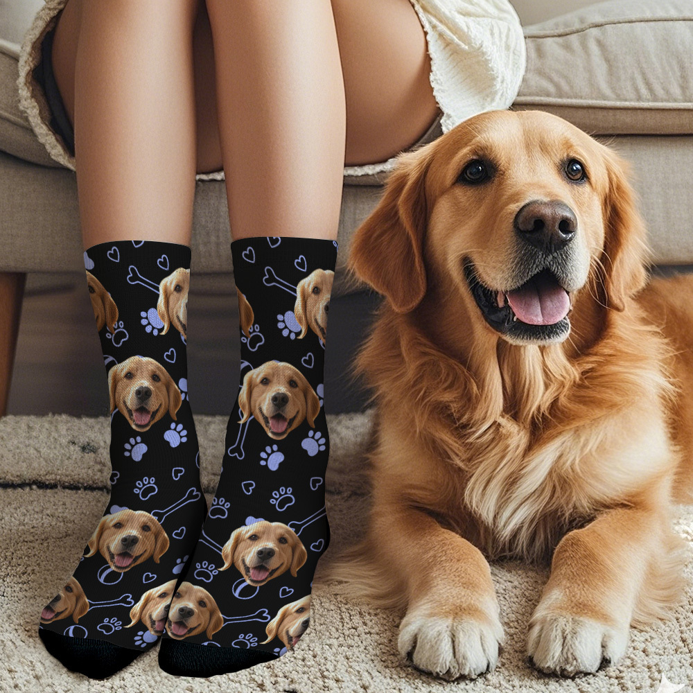 Custom Face Socks with Photos Custom Dog Paw Socks for Pet Lover Funny Gift Idea - MyFaceSocksAU