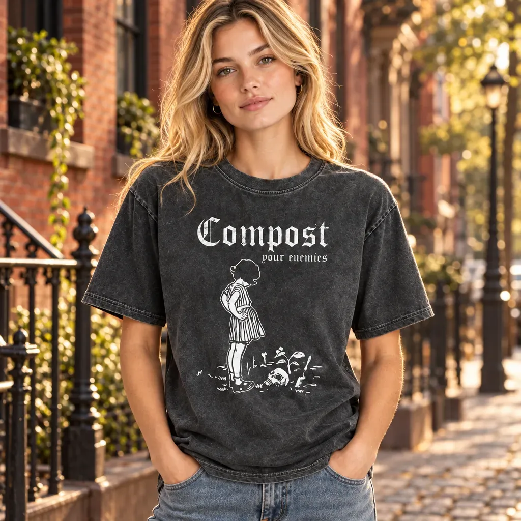Compost Your Enemies T-Shirt – Funny Gardening Graphic Tee, Dark Humor Plant Lover Shirt, Sarcastic Nature-Inspired Gift for Gardeners - MyFaceSocksAU