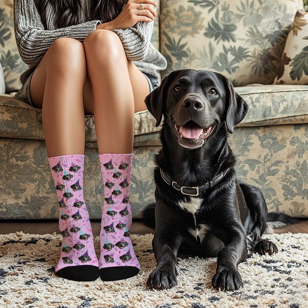 Custom Face Photo Printed Socks Happy Birthday Hat Socks Personalized Custom Designs Best Gift Idea - MyFaceSocksAU