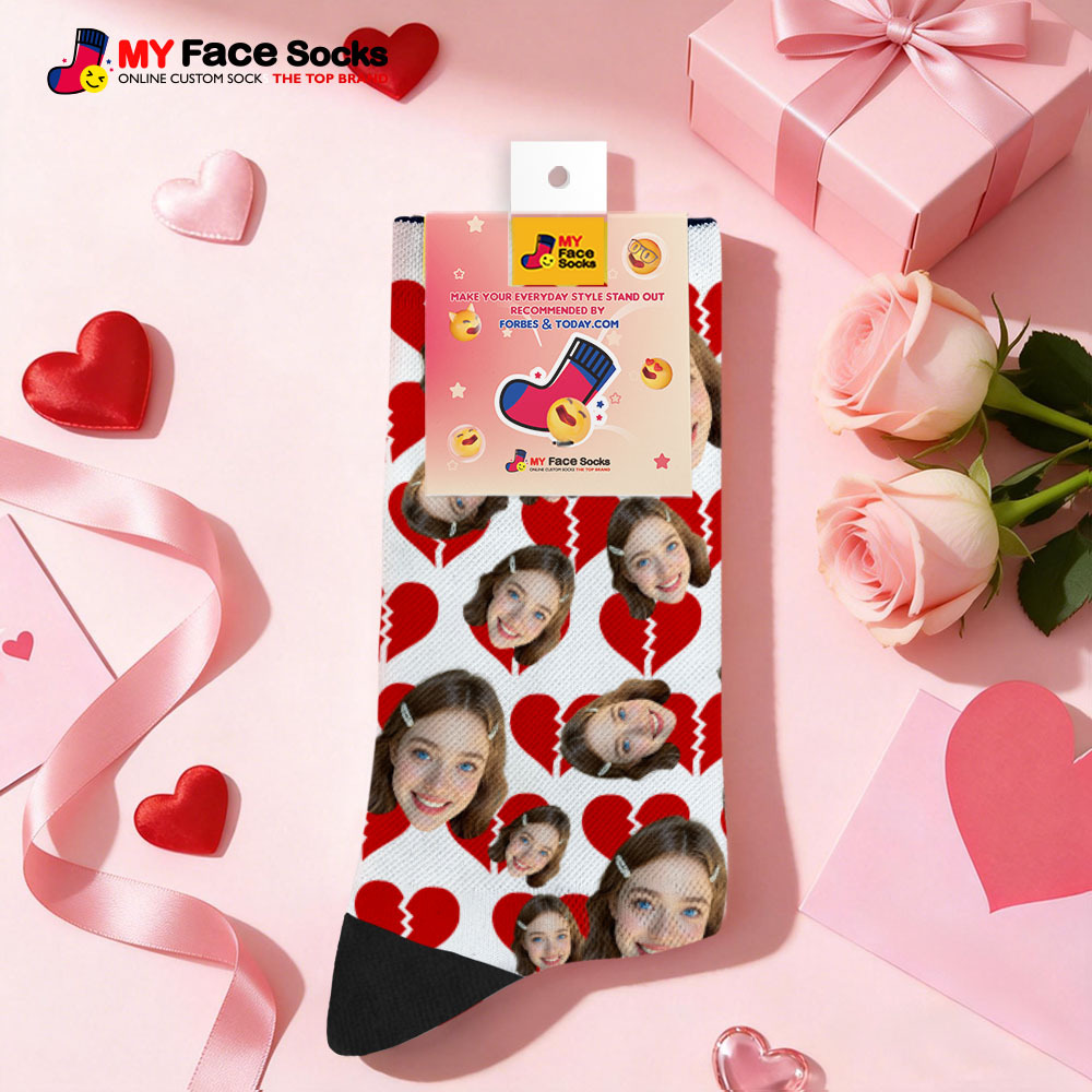 Personalized Red Lips Face Socks Valentine Themed Socks Custom Face Socks Couple Gift - MyFaceSocksAU