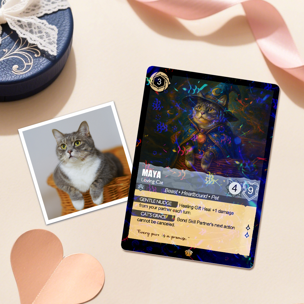 Custom Cute Pet Trading Card Personalized Cartoon Acrylic Card Gift With Optional Film Styles - MyFaceSocksAU