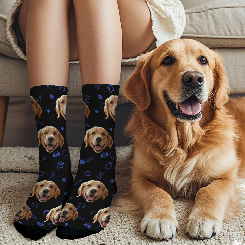 Custom Face Socks with Photos Custom Dog Paw Socks for Pet Lover Funny Gift Idea - MyFaceSocksAU