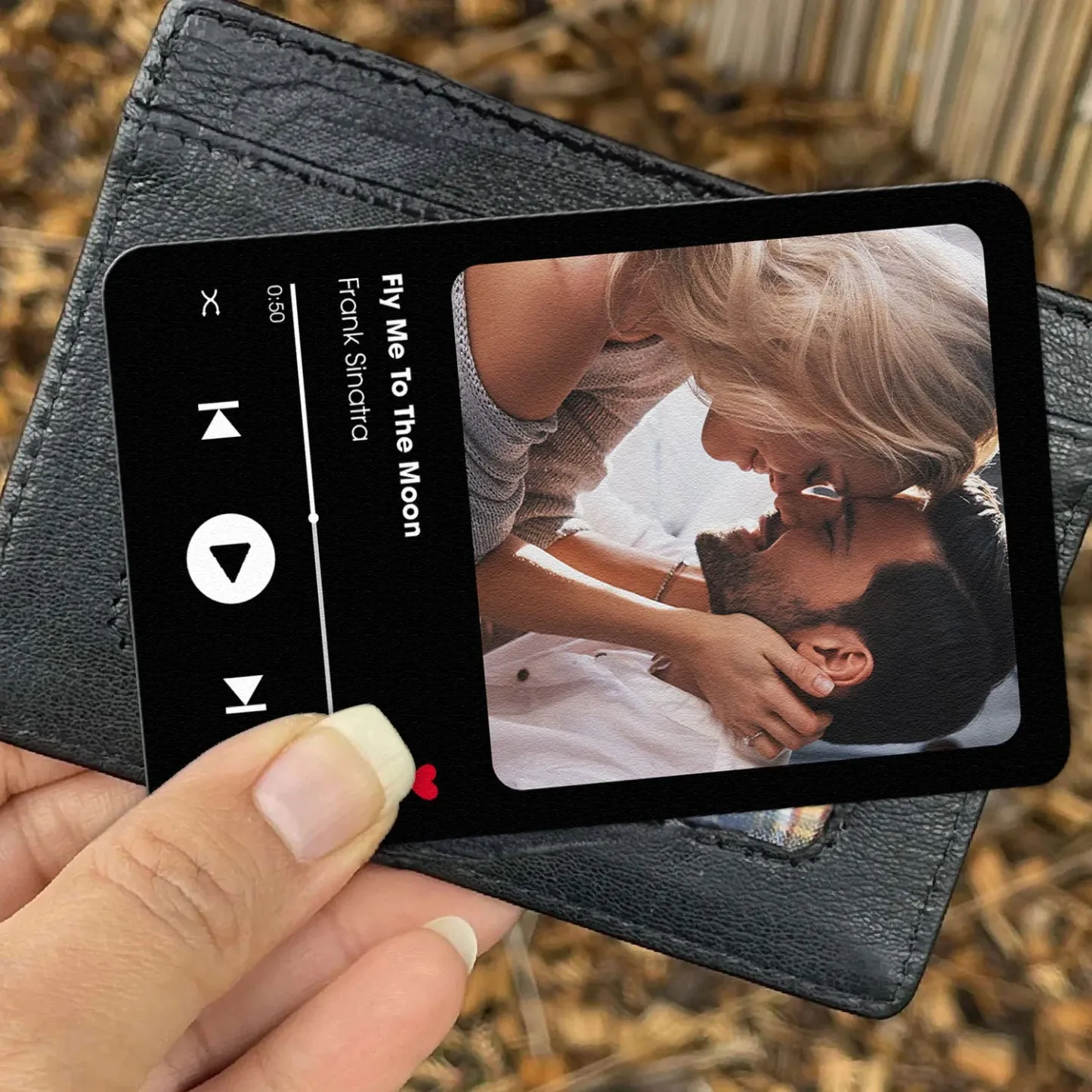 Custom Favorite Song Metal Wallet Card - Personalized Aluminum Photo Wallet Card - Valentine's Day Gifts For Him, Boyfriend, Husband - MyFaceSocksAU