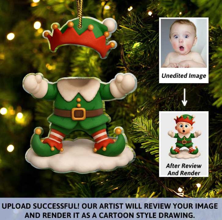 Custom Photo 3D Effect Face Art Funny Baby Kid - Personalized Custom Shaped Acrylic Ornament - MyFaceSocksAU