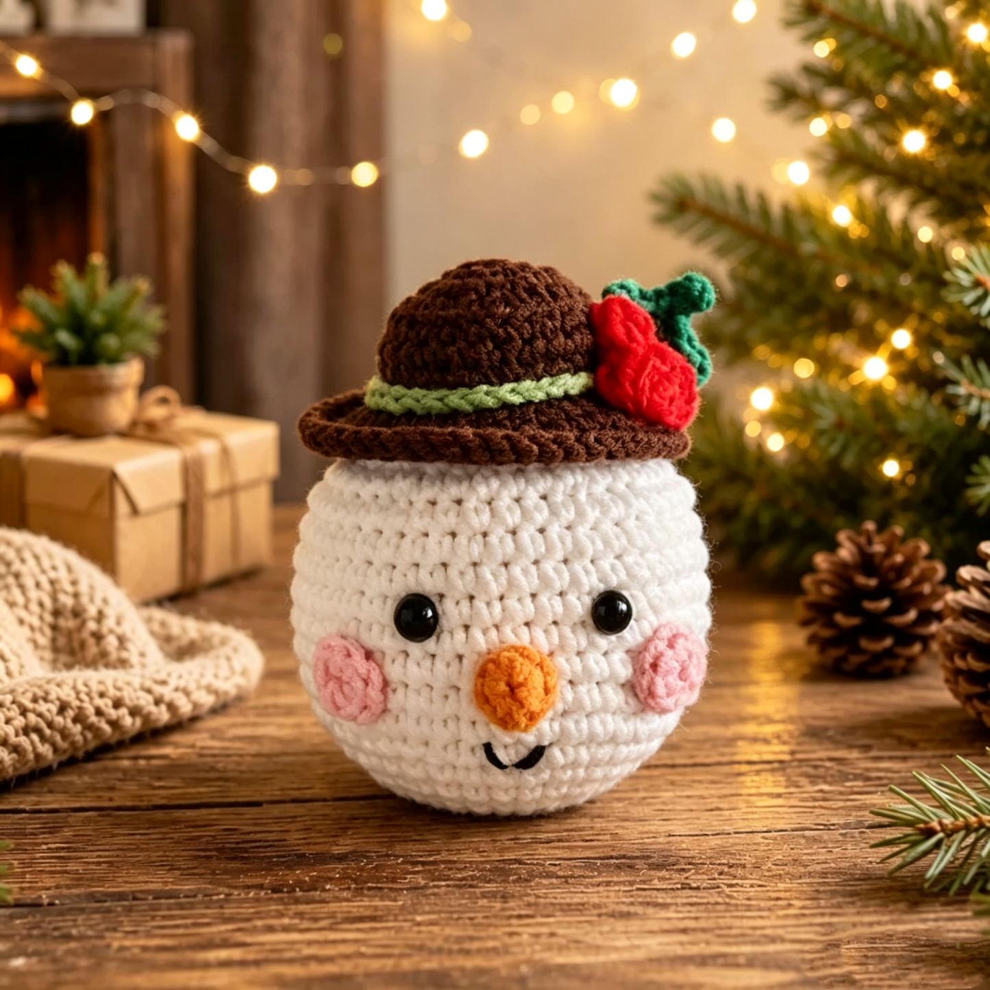 Crochet Christmas Plant Pot Cover – Handmade Holiday Decor for Home & Office - MyFaceSocksAU