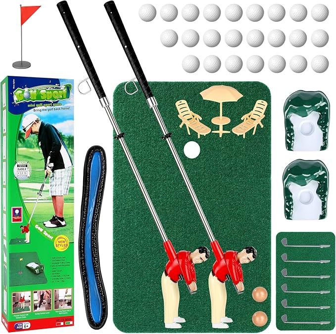Mini Indoor Golf Playset for Kids with Figures Complete Miniature Golf Game with Clubs BallsCourse Accessories & Carpet Mat | Fun Indoor Golf Toy Gift - MyFaceSocksAU